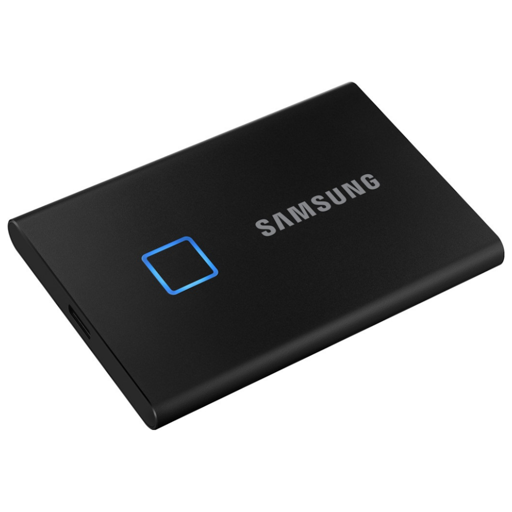 A large main feature product image of Samsung T7 Touch 1TB USB3.2 Black Portable SSD