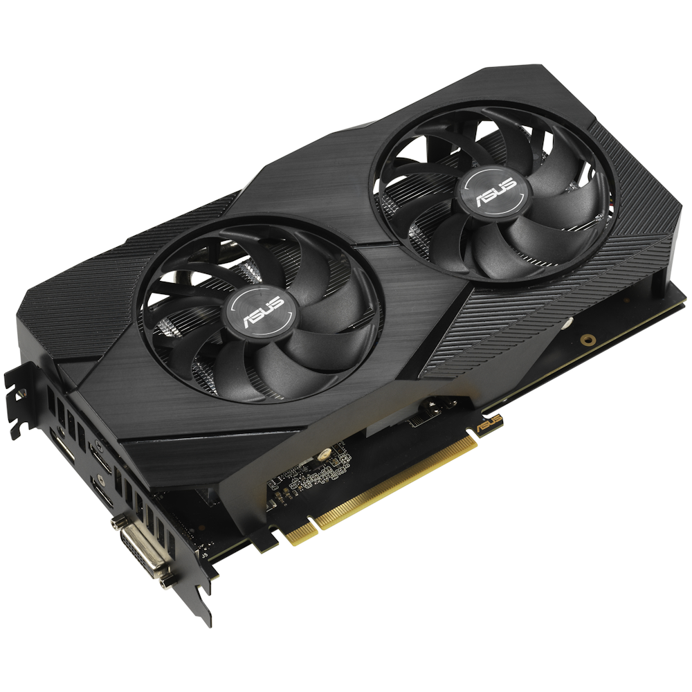 A large main feature product image of ASUS GeForce RTX 2060 Dual EVO OC 6GB GDDR6