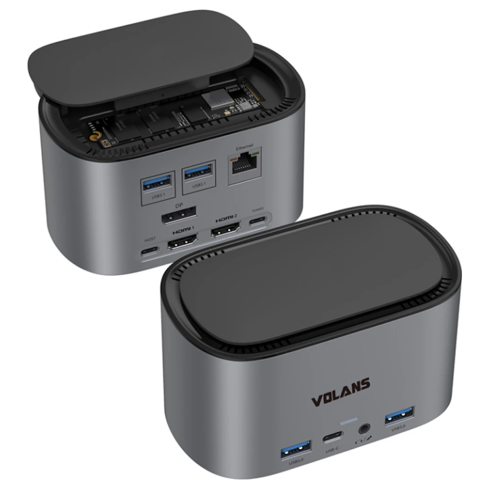 Volans Aluminium 12-in-1 Triple Display USB Type-C Docking Station
