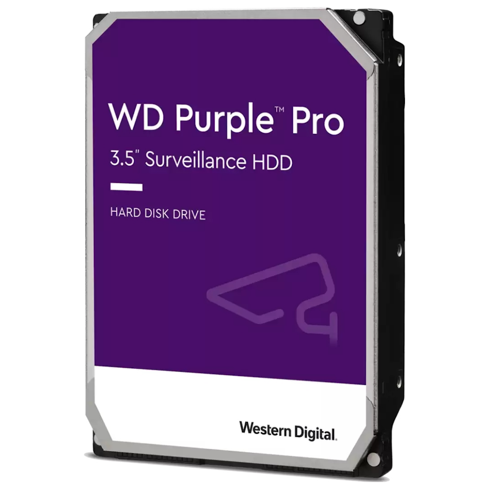 A large main feature product image of WD Purple Pro 3.5" Surveillance HDD - 8TB 256MB