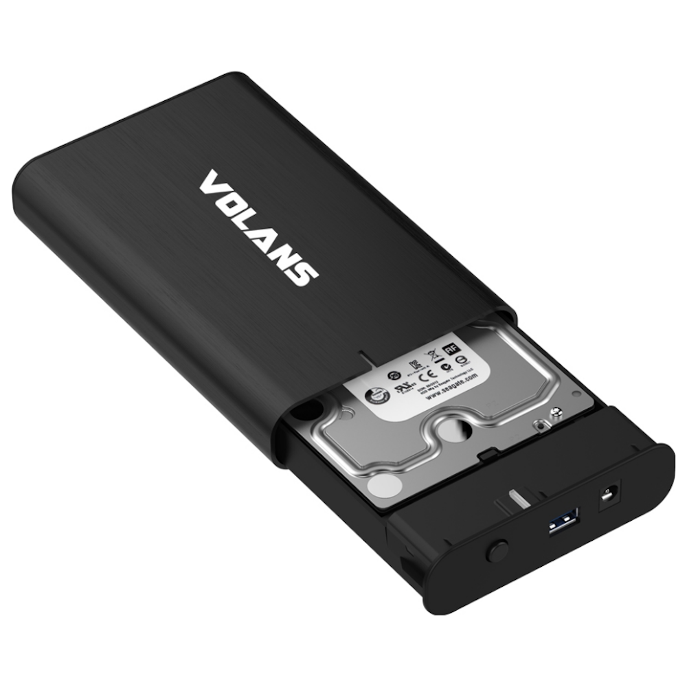 A large main feature product image of Volans 3.5″ SATA to USB 3.0 Aluminium Hard Drive Enclosure