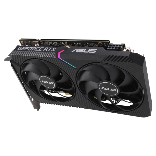 A large main feature product image of ASUS GeForce RTX 3060 Dual OC LHR 12GB GDDR6