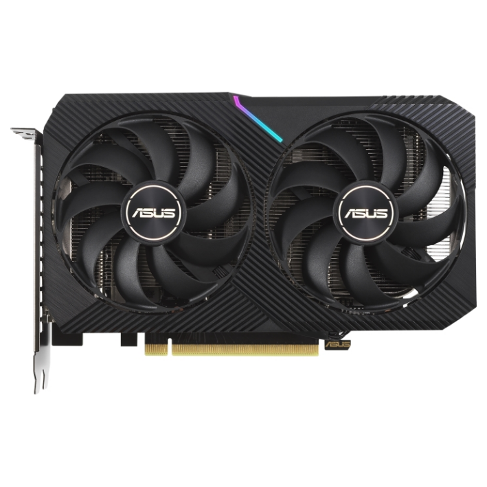 A large main feature product image of ASUS GeForce RTX 3060 Dual OC LHR 12GB GDDR6