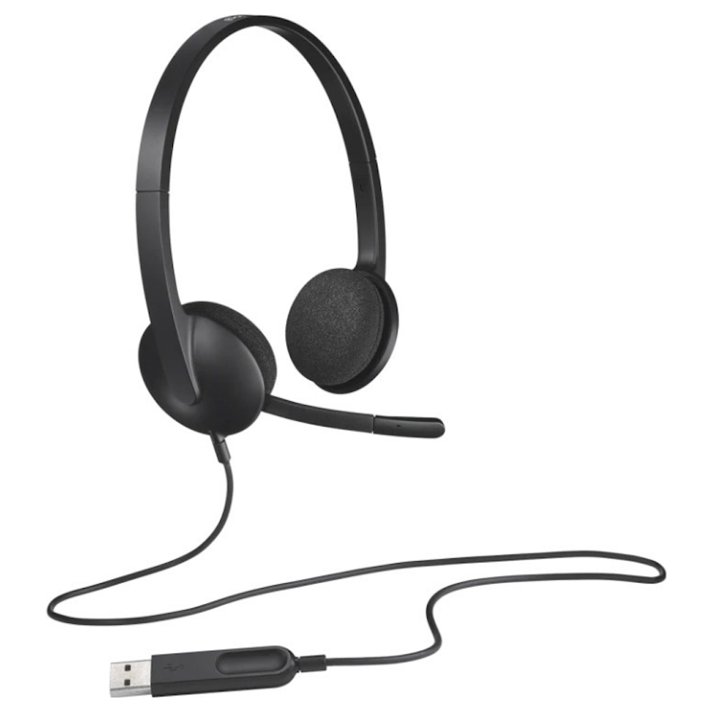 A large main feature product image of Logitech H340 USB Headset Black
