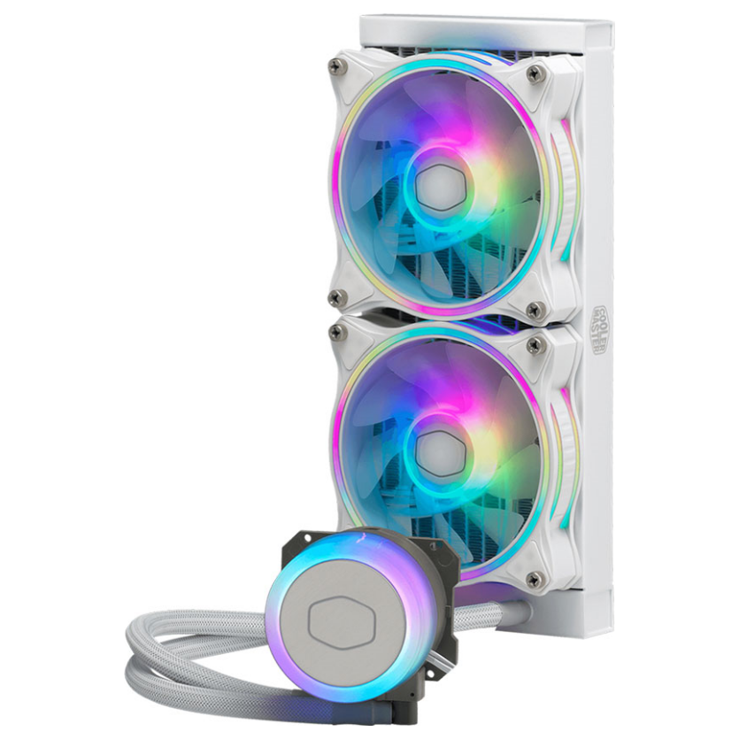 A large main feature product image of Cooler Master ML240 Illusion - 240mm ARGB AIO Liquid CPU Cooler (White)