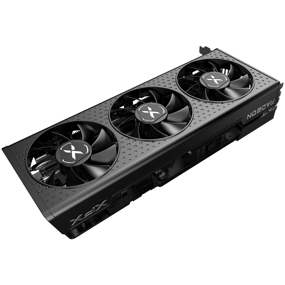 A large main feature product image of XFX Radeon RX 6600 XT Speedster QICK 308 Black 8GB GDDR6