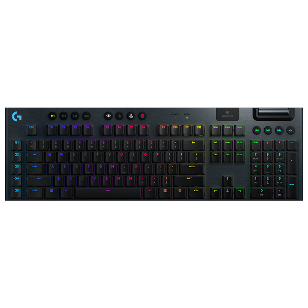 A large main feature product image of Logitech G915 LIGHTSPEED RGB Wireless Mechanical Keyboard GL Linear