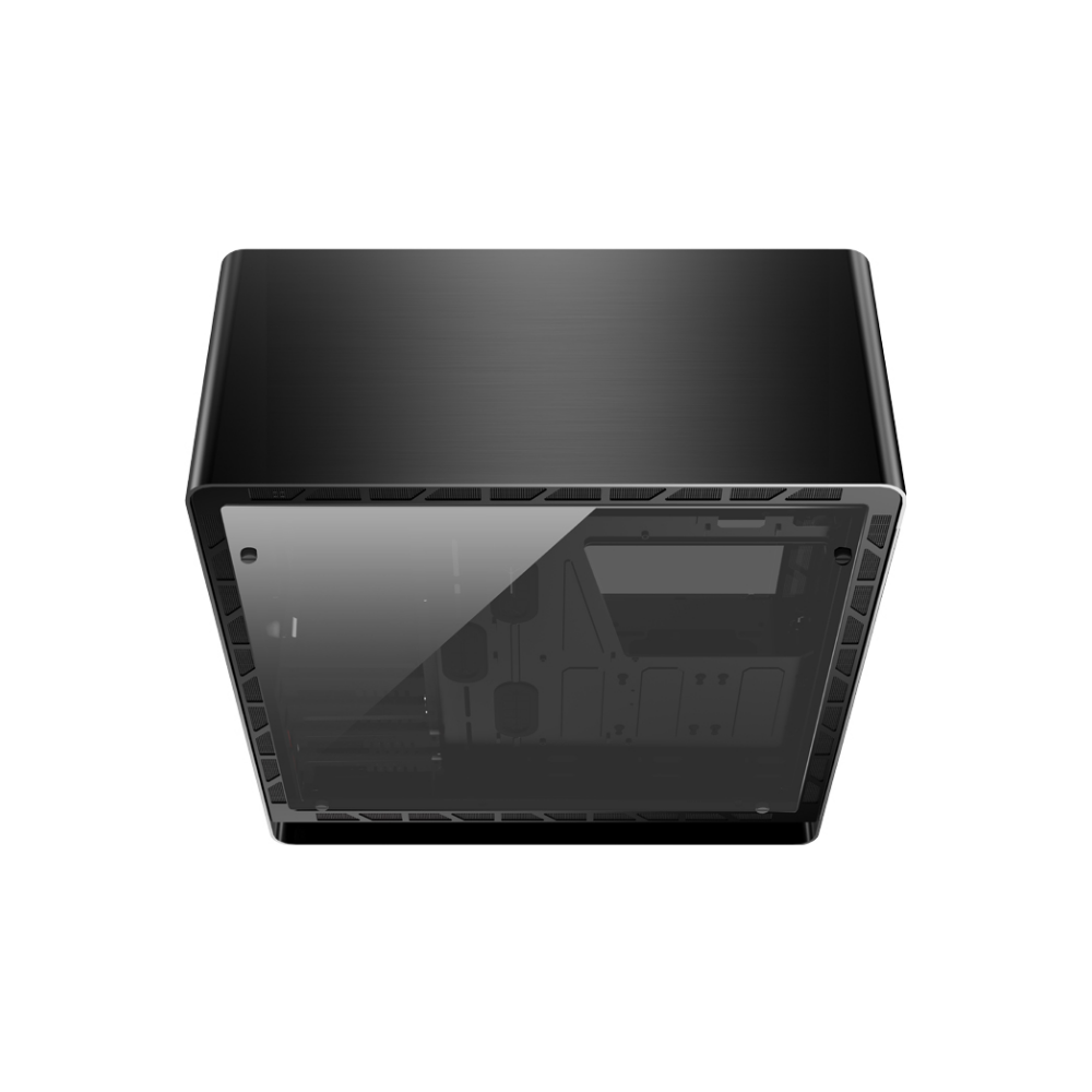A large main feature product image of Jonsbo UMX6 Black ATX Case with Tempered Glass Window