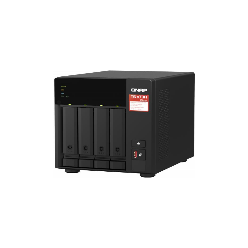 A large main feature product image of QNAP TS-473A-4G 2.2GHz 4GB 4 Bay NAS Enclosure