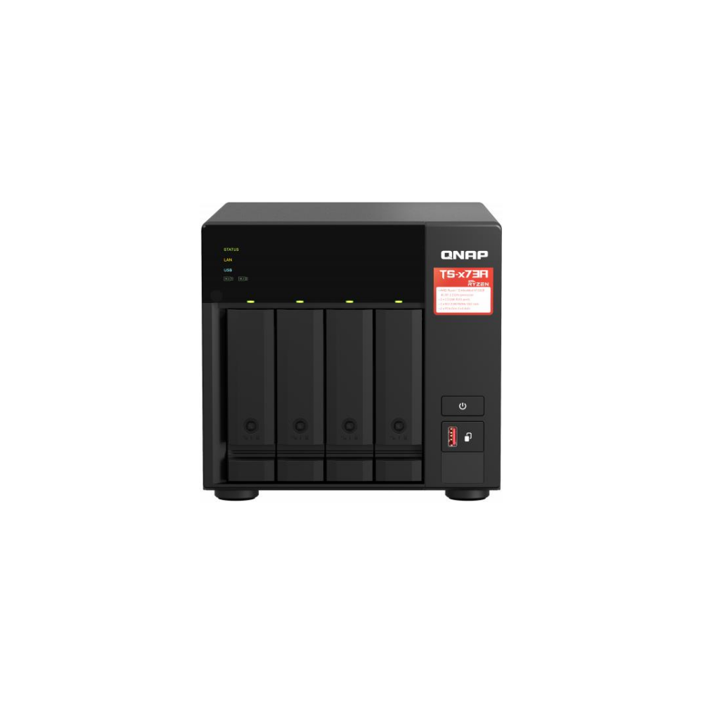 A large main feature product image of QNAP TS-473A-4G 2.2GHz 4GB 4 Bay NAS Enclosure
