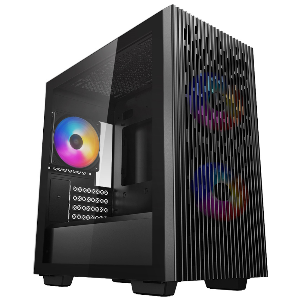 A large main feature product image of Deepcool Matrexx 40 3FS Black mATX Mid Tower Case w/ Tempered Glass Side Panel