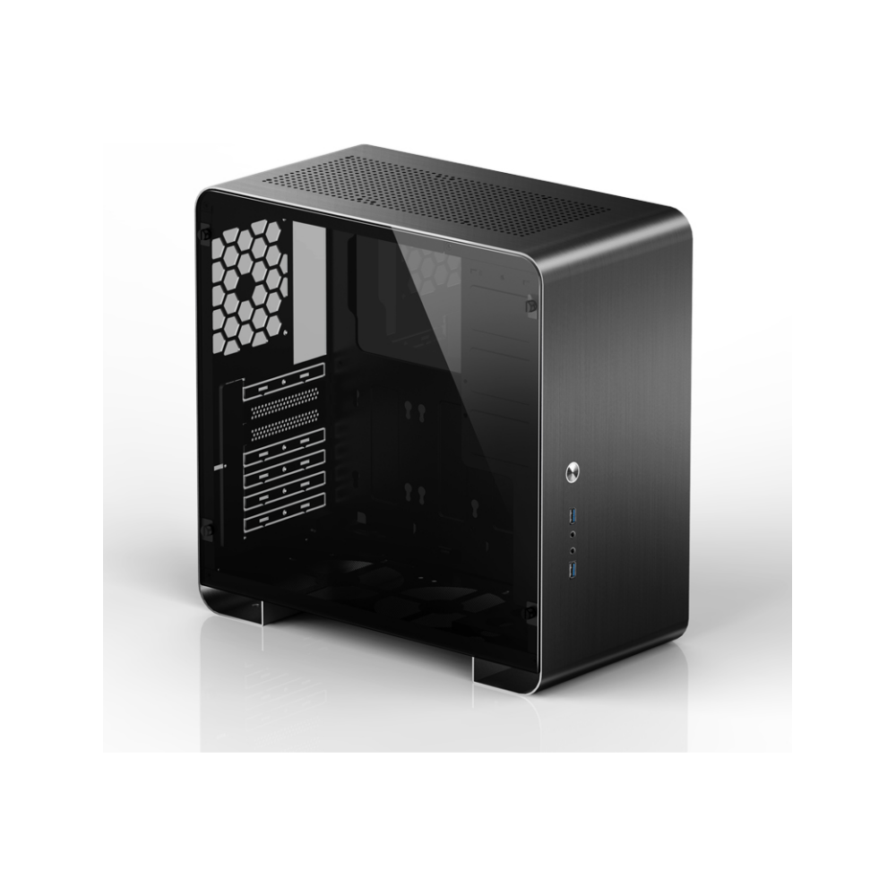 A large main feature product image of Jonsbo U4 PLUS Black ATX Case w/Tempered Glass Side Panel