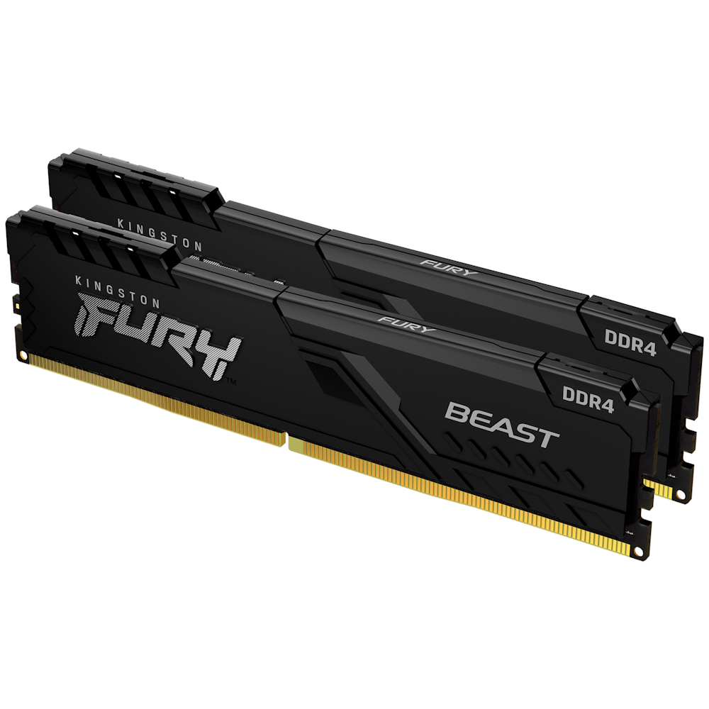 A large main feature product image of Kingston 16GB Kit (2x8GB) DDR4 Fury Beast C17 3600MHz - Black