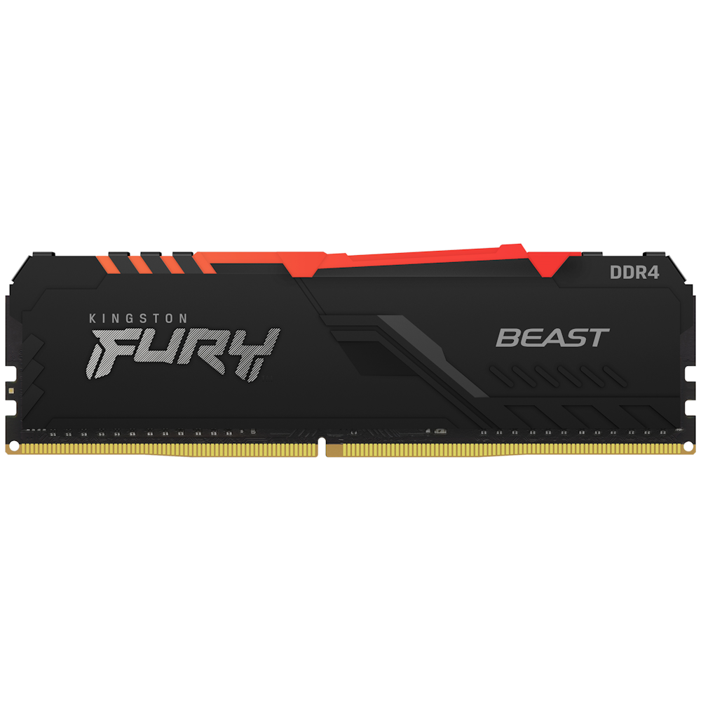 A large main feature product image of Kingston 16GB Kit (2x8GB) DDR4 Fury Beast RGB C16 3200MHz - Black