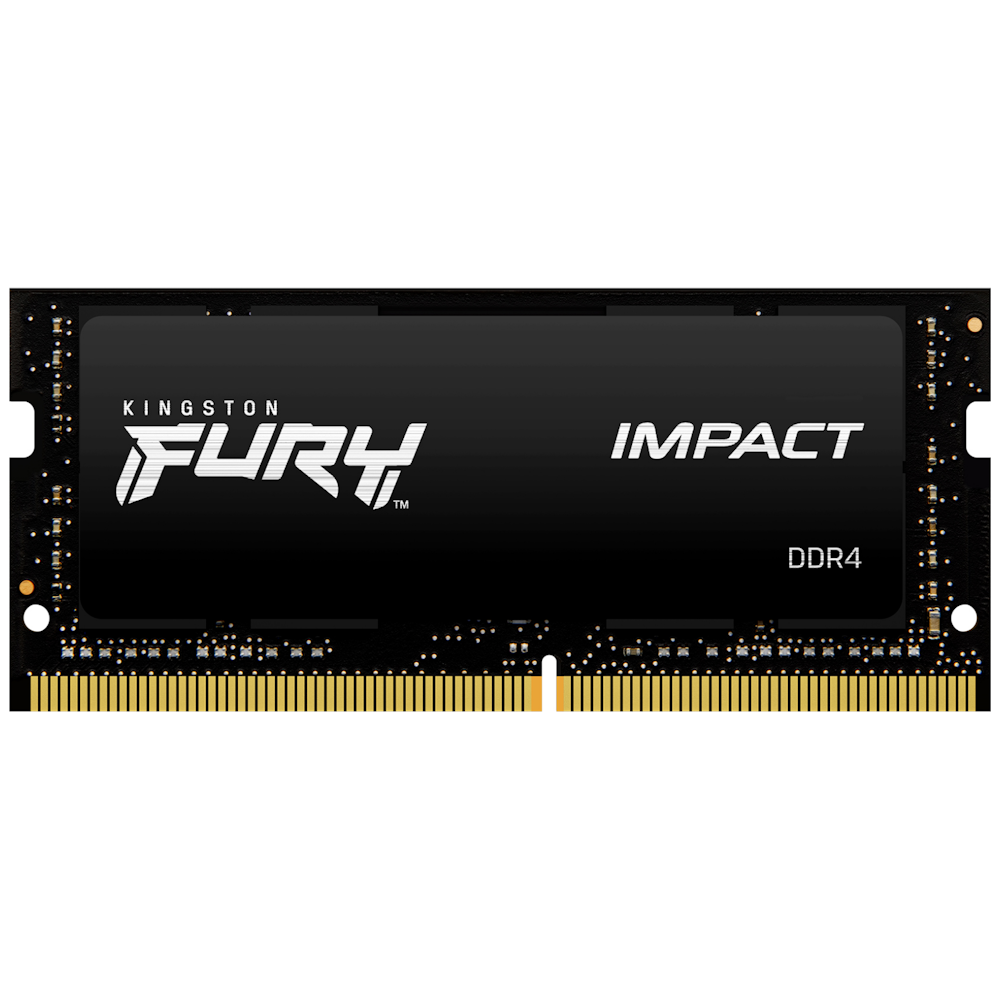 A large main feature product image of Kingston 64GB Kit (2x32GB) DDR4 Fury Impact SO-DIMM C15 2666MHz - Black