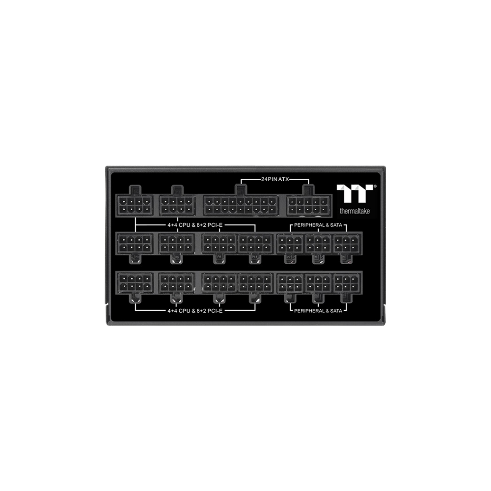 A large main feature product image of Thermaltake Toughpower TF1 1550W Titanium ATX Modular PSU