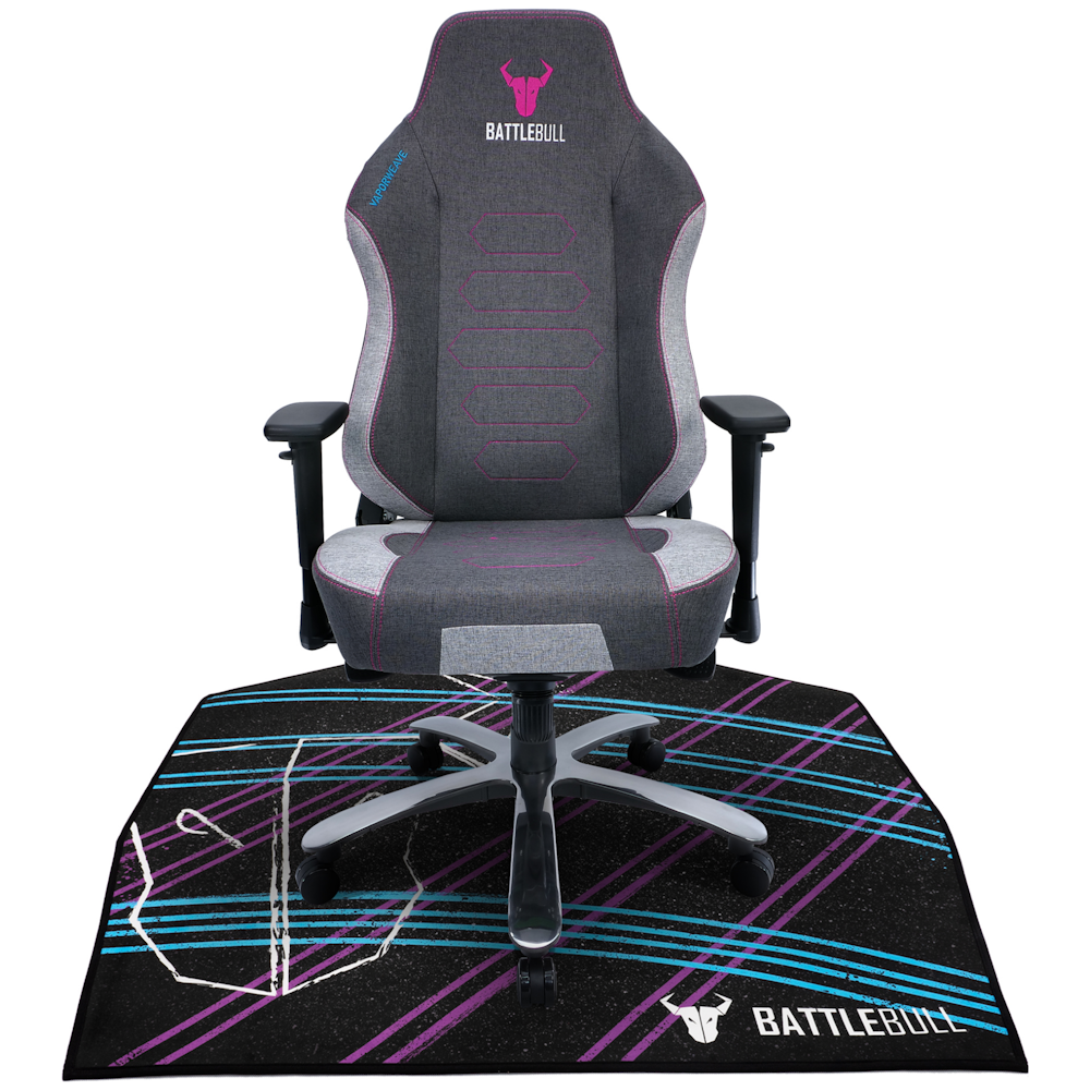 A large main feature product image of BattleBull Zoned Floor Chair Mat - Tracks Neon