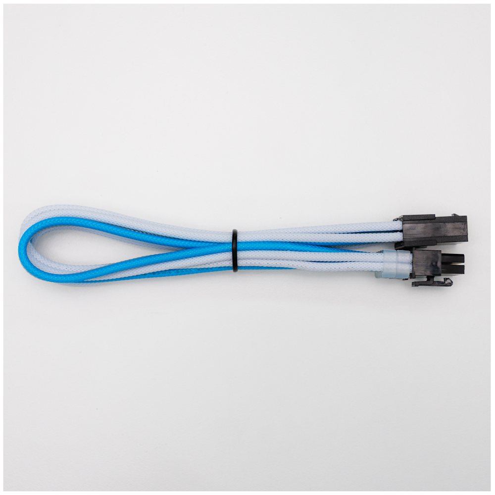 A large main feature product image of GamerChief Elite Series 8-Pin PCIe 30cm Sleeved Extension Cable (White/Light Blue/Light Grey)
