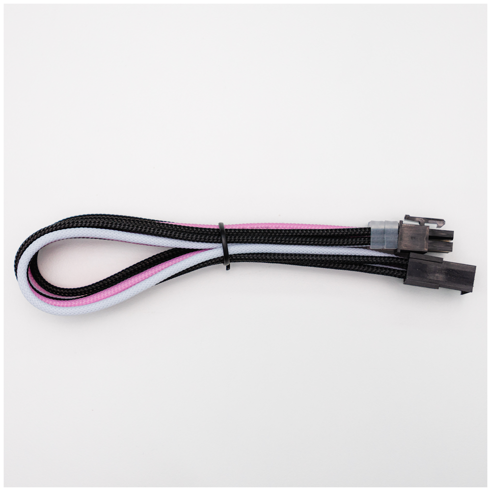 A large main feature product image of GamerChief Elite Series 8-Pin EPS 30cm Sleeved Extension Cable (Pink/White/Black)