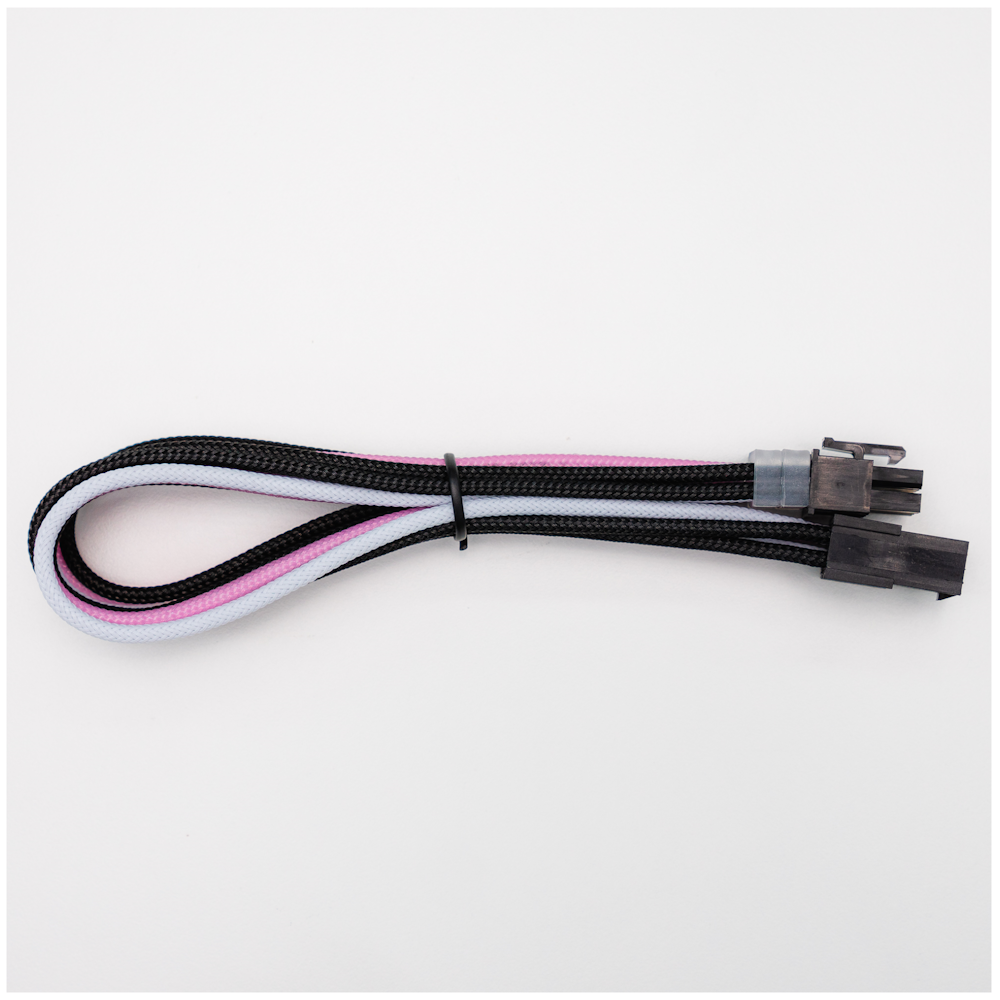 A large main feature product image of GamerChief Elite Series 8-Pin EPS 30cm Sleeved Extension Cable (Pink/White/Black)