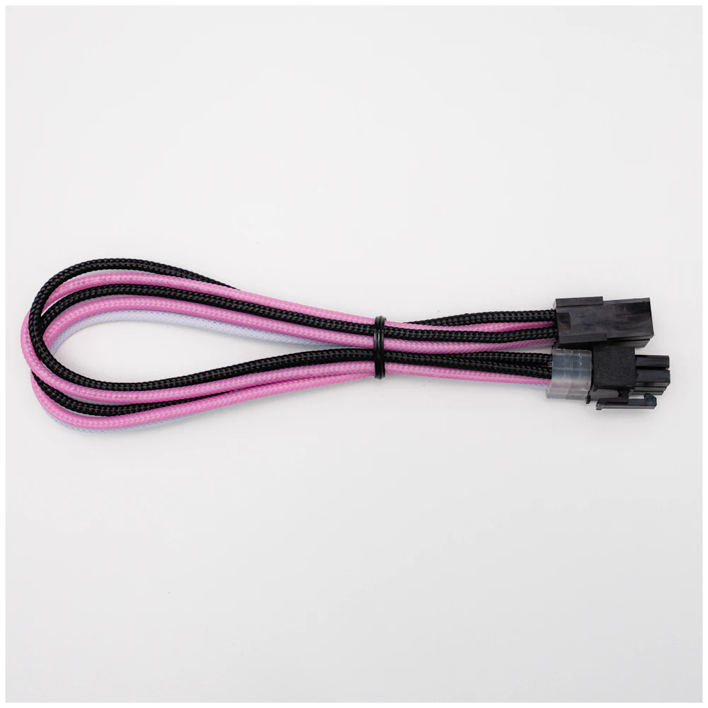 GamerChief Elite Series 6-Pin PCIe 30cm Sleeved Extension Cable (Pink/White/Black)
