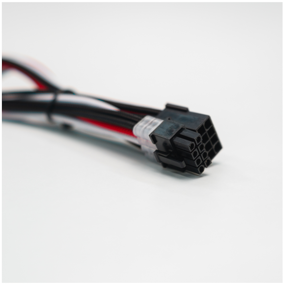 A large main feature product image of GamerChief Elite Series 8-Pin EPS 30cm Sleeved Extension Cable (Red/White/Black)