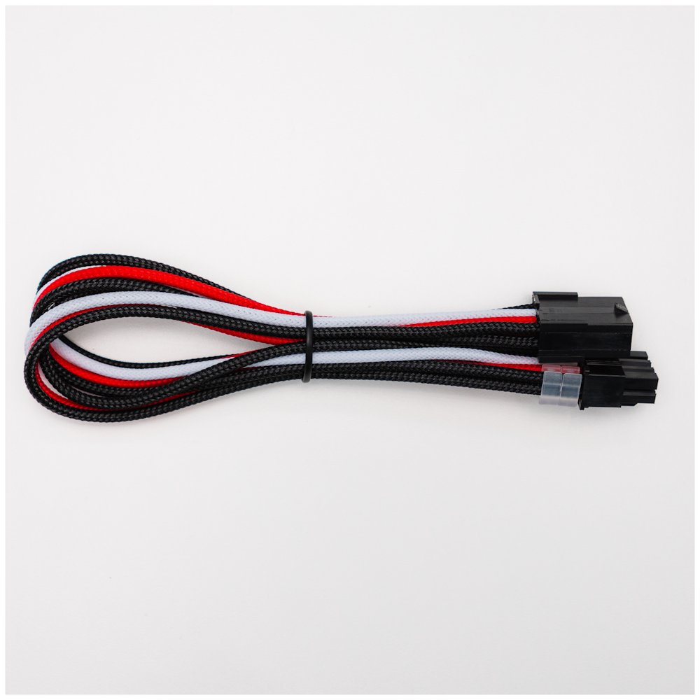 A large main feature product image of GamerChief Elite Series 8-Pin EPS 30cm Sleeved Extension Cable (Red/White/Black)