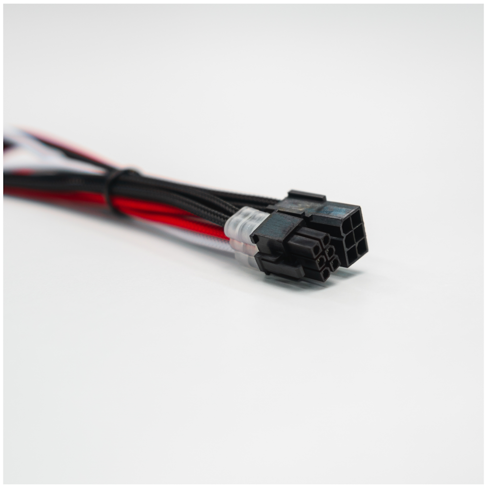 A large main feature product image of GamerChief Elite Series 6-Pin PCIe 30cm Sleeved Extension Cable (Red/White/Black)