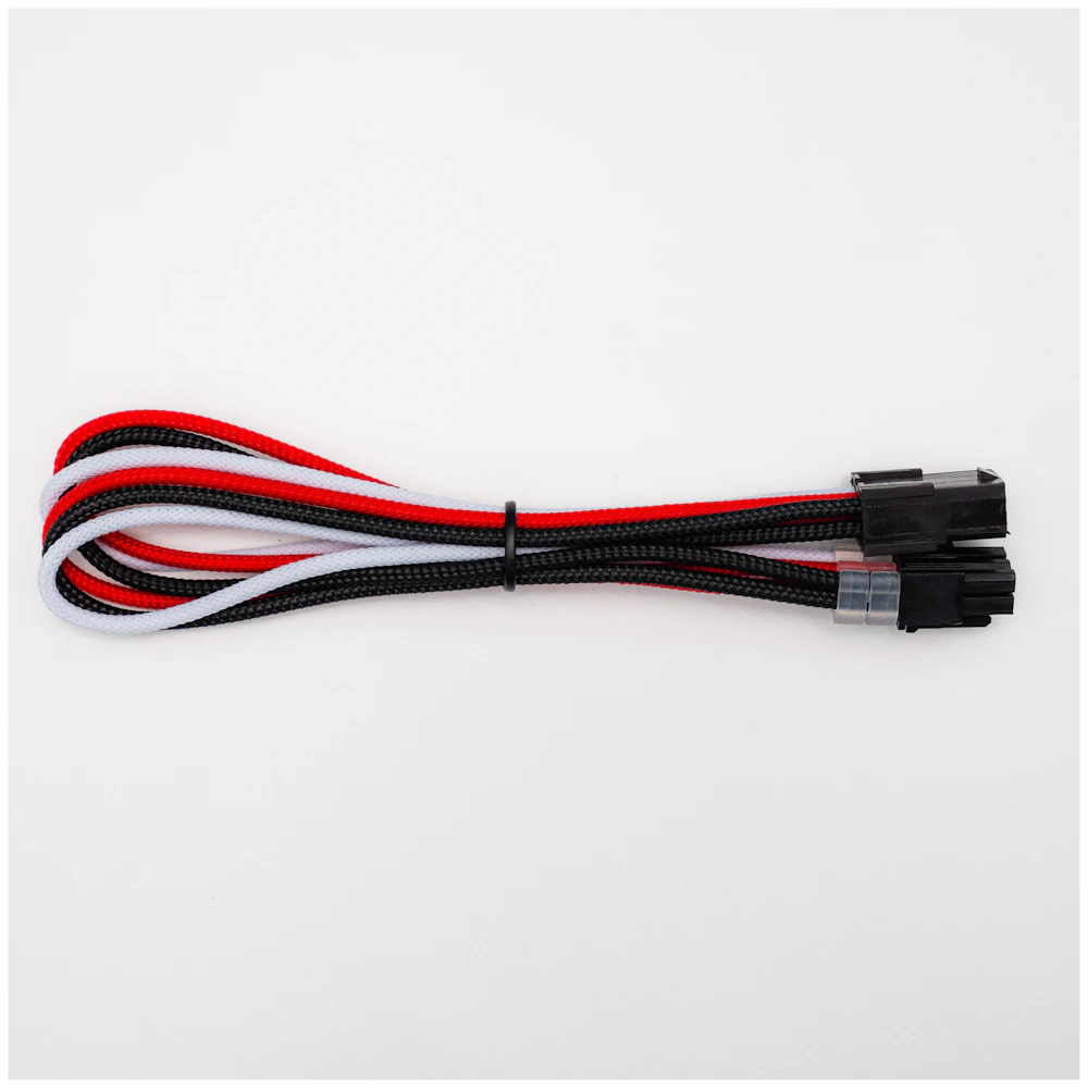 GamerChief Elite Series 6-Pin PCIe 30cm Sleeved Extension Cable (Red/White/Black)