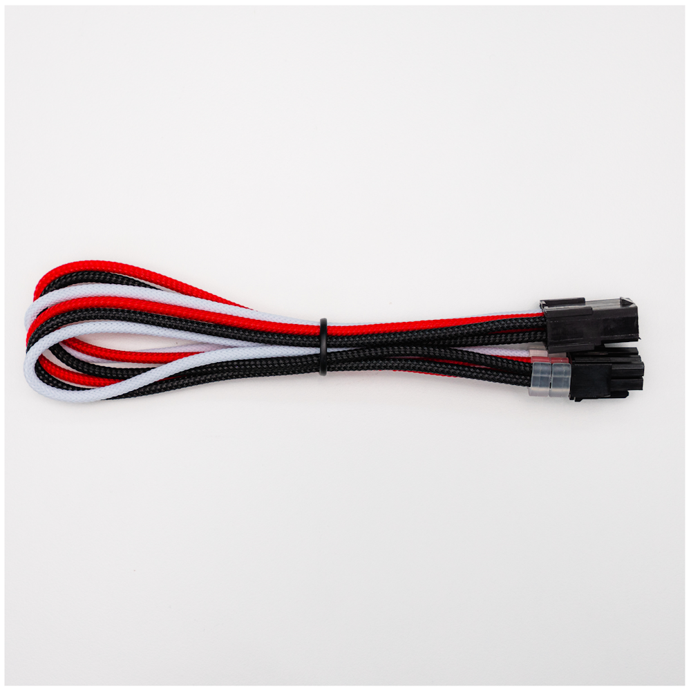 A large main feature product image of GamerChief Elite Series 6-Pin PCIe 30cm Sleeved Extension Cable (Red/White/Black)