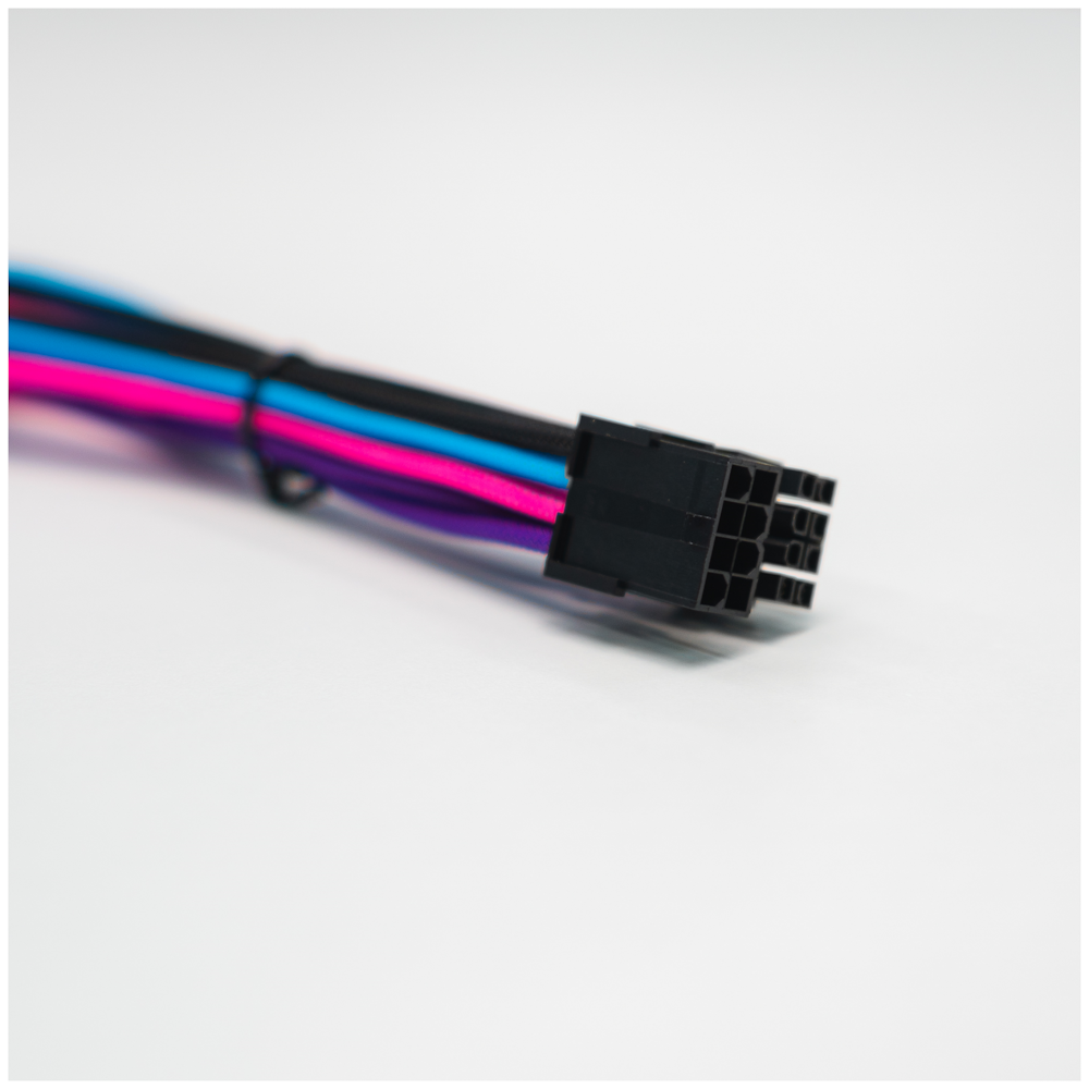 A large main feature product image of GamerChief Elite Series 8-Pin EPS 30cm Sleeved Extension Cable (Blue / Pink / Purple / Black)