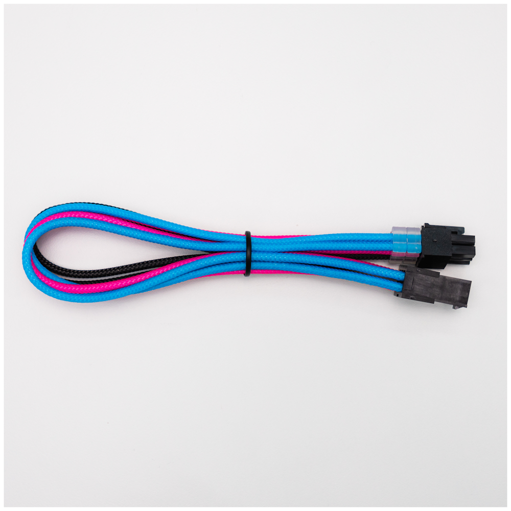 A large main feature product image of GamerChief Elite Series 6-Pin PCIe 30cm Sleeved Extension Cable (Blue / Pink / Purple / Black)