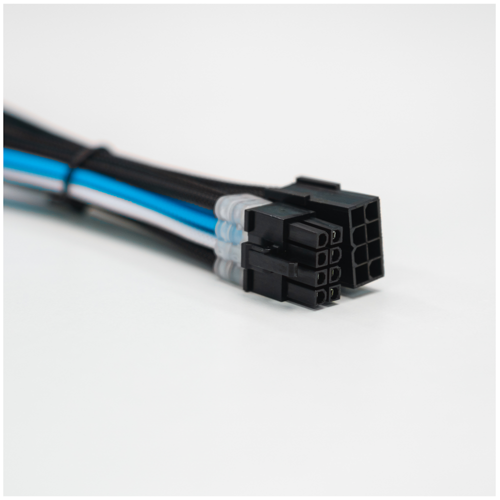 A large main feature product image of GamerChief Elite Series 8-Pin EPS 30cm Sleeved Extension Cable (Blue/White/Black)
