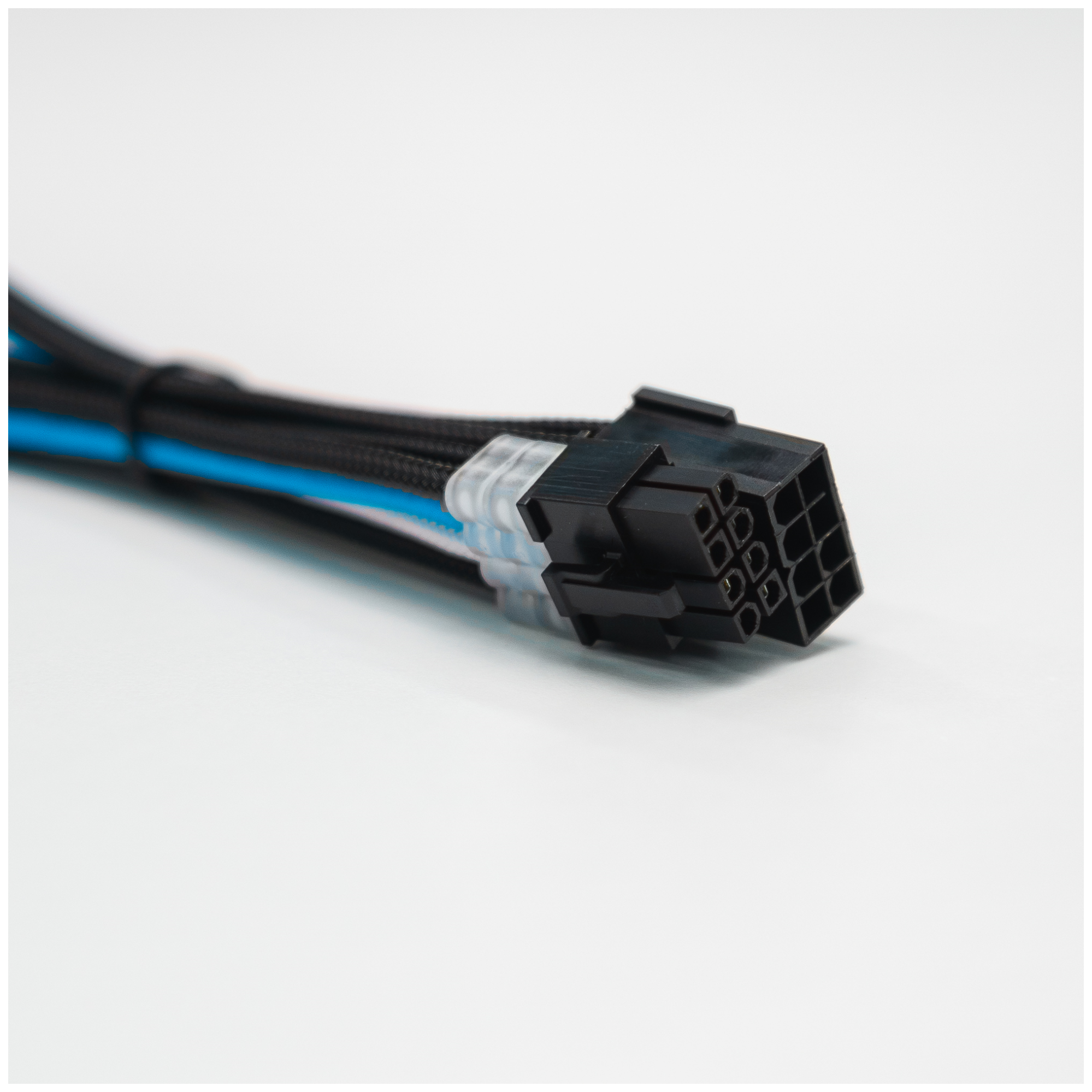 A large main feature product image of GamerChief Elite Series 8-Pin PCIe 30cm Sleeved Extension Cable (Blue/White/Black)