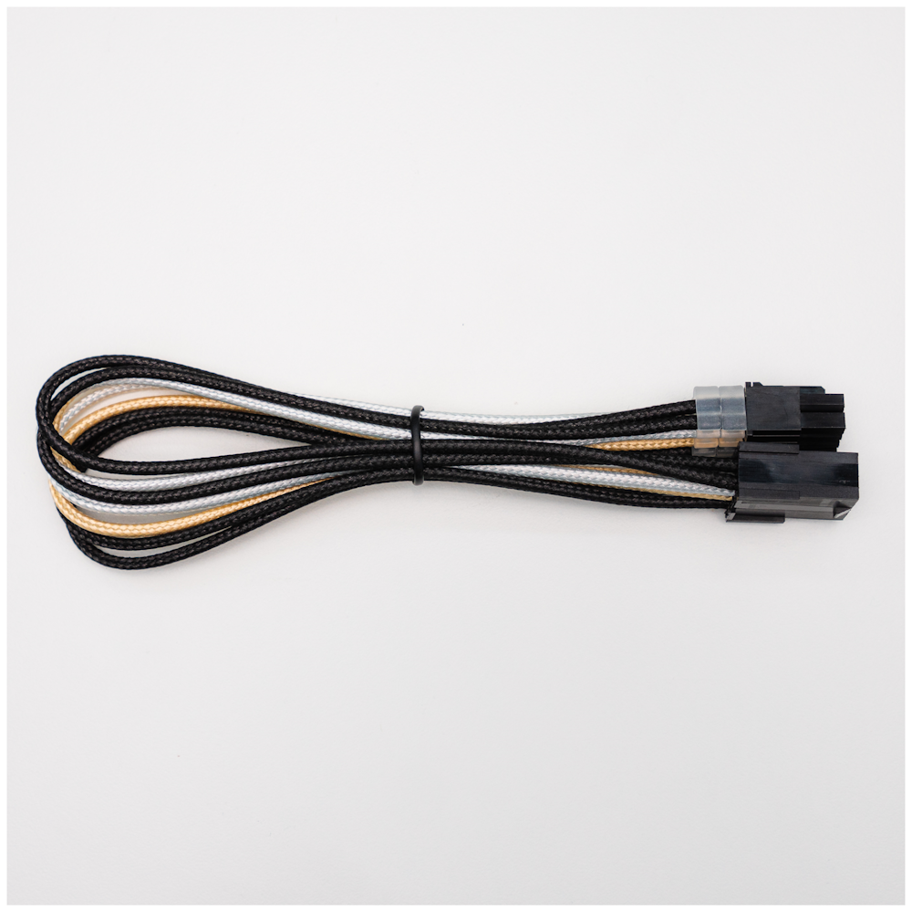 A large main feature product image of GamerChief Elite Series 8-Pin EPS 30cm Sleeved Extension Cable (Gold/White/Black)
