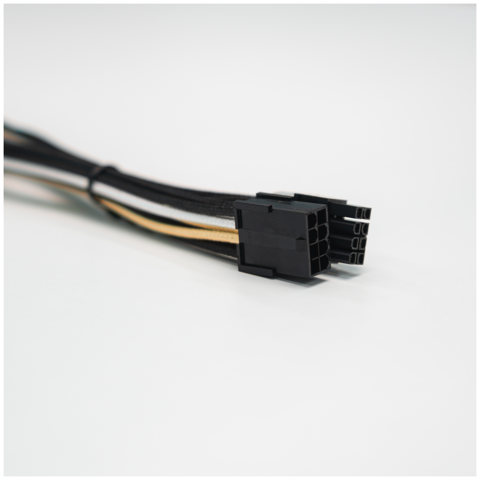 A large main feature product image of GamerChief Elite Series 8-Pin PCIe 30cm Sleeved Extension Cable (Gold/White/Black)