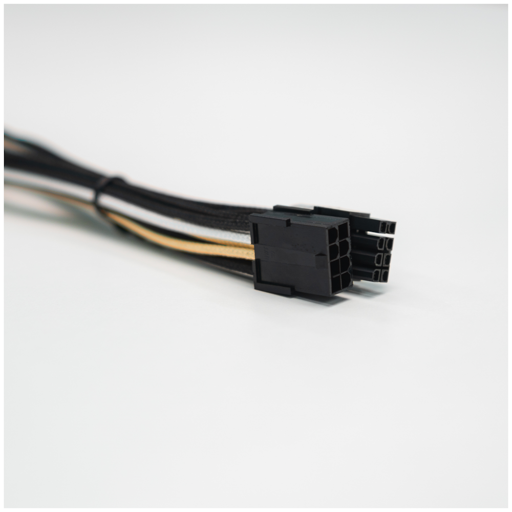 A large main feature product image of GamerChief Elite Series 8-Pin PCIe 30cm Sleeved Extension Cable (Gold/White/Black)