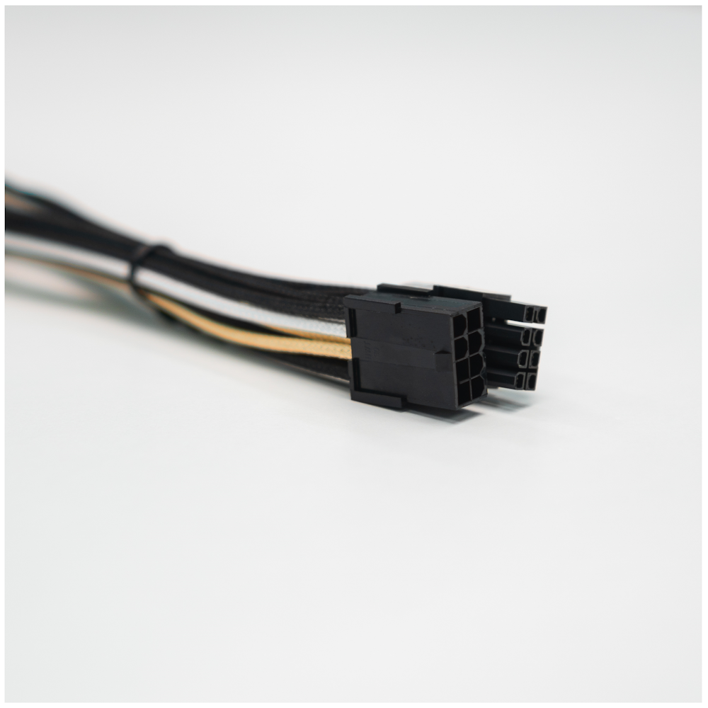 A large main feature product image of GamerChief Elite Series 8-Pin PCIe 30cm Sleeved Extension Cable (Gold/White/Black)