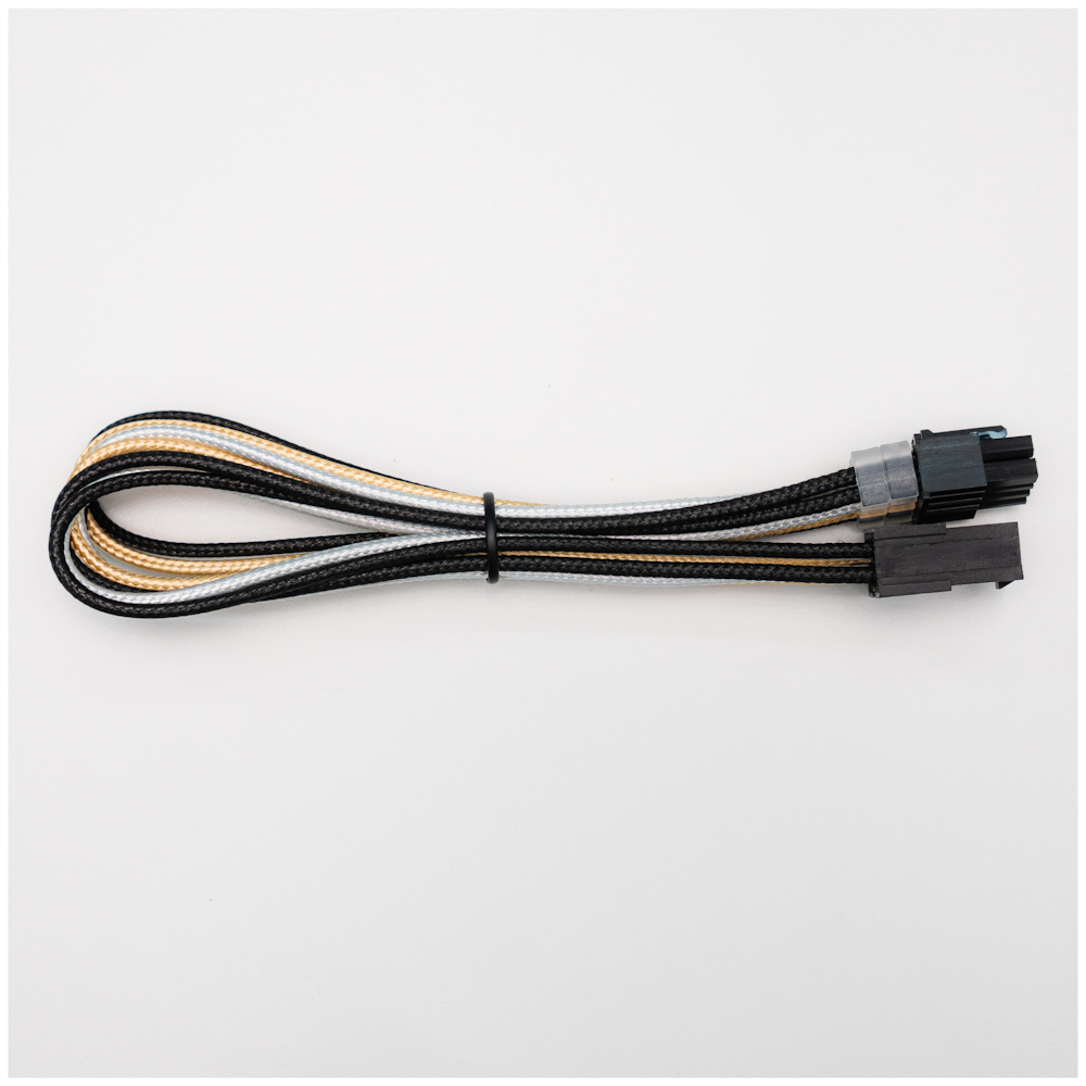 A large main feature product image of GamerChief Elite Series 8-Pin PCIe 30cm Sleeved Extension Cable (Gold/White/Black)