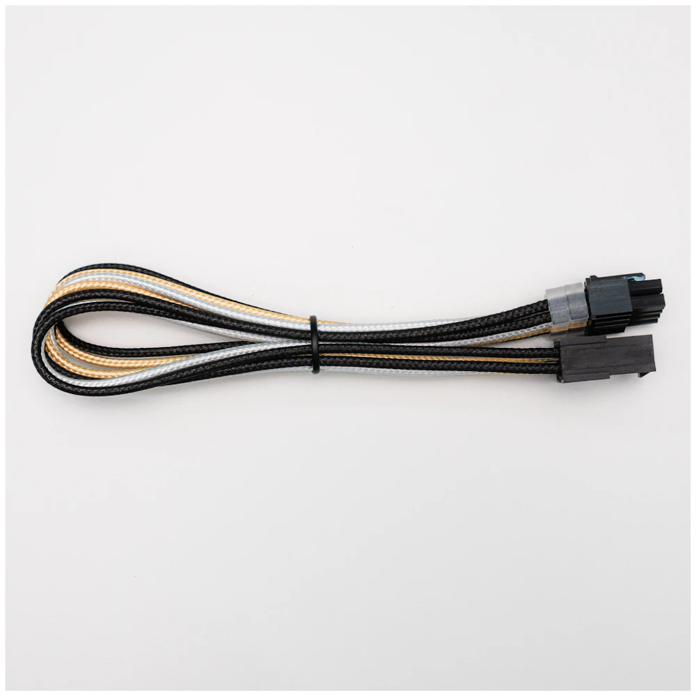 GamerChief Elite Series 8-Pin PCIe 30cm Sleeved Extension Cable (Gold/White/Black)