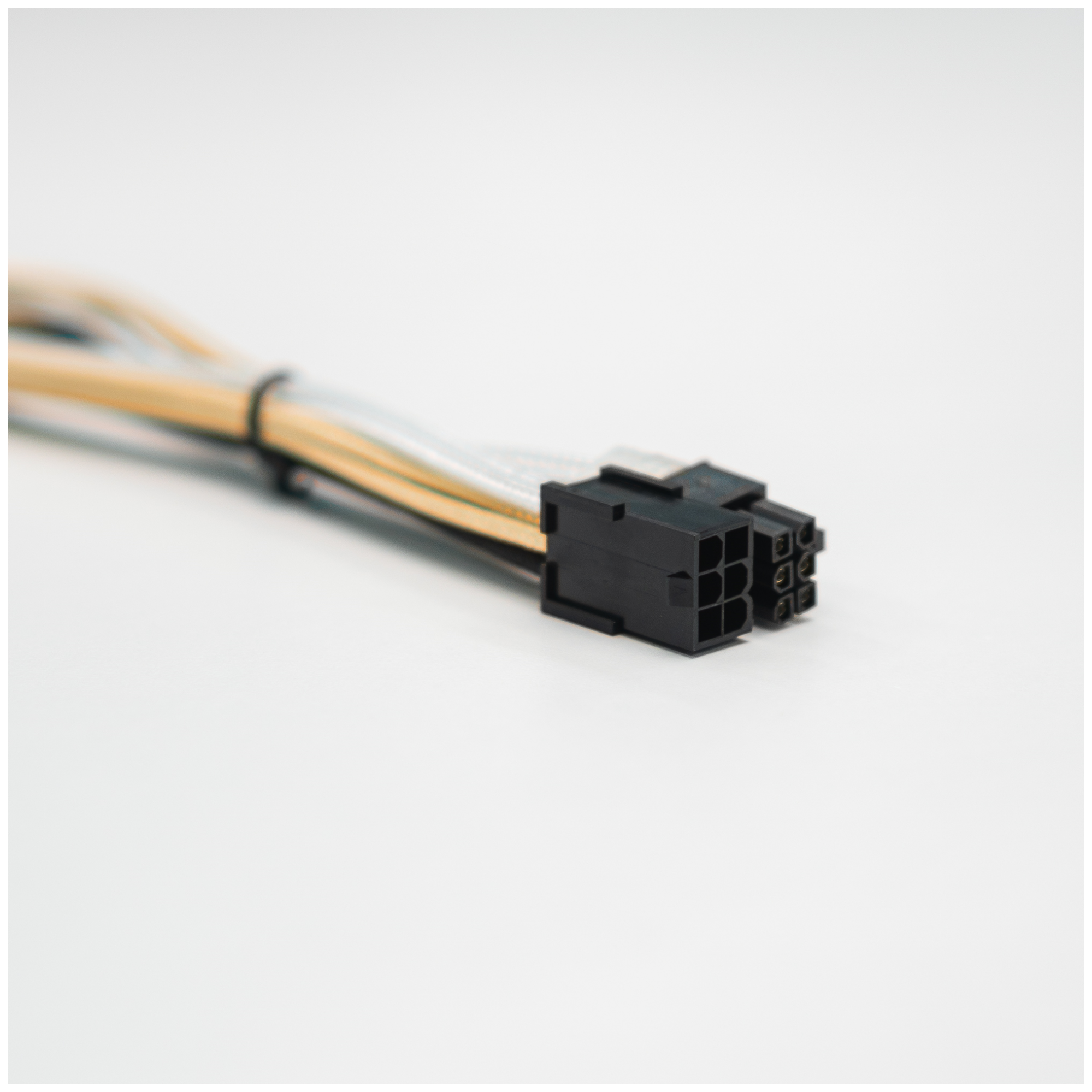 A large main feature product image of GamerChief Elite Series 6-Pin PCIe 30cm Sleeved Extension Cable (Gold/White/Black)
