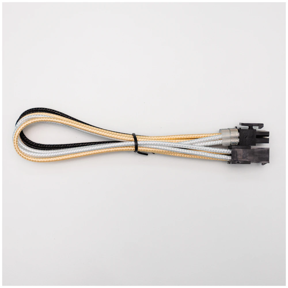 GamerChief Elite Series 6-Pin PCIe 30cm Sleeved Extension Cable (Gold/White/Black)