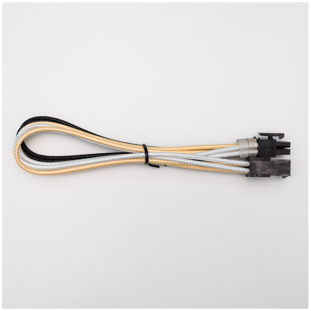 A large main feature product image of GamerChief Elite Series 6-Pin PCIe 30cm Sleeved Extension Cable (Gold/White/Black)