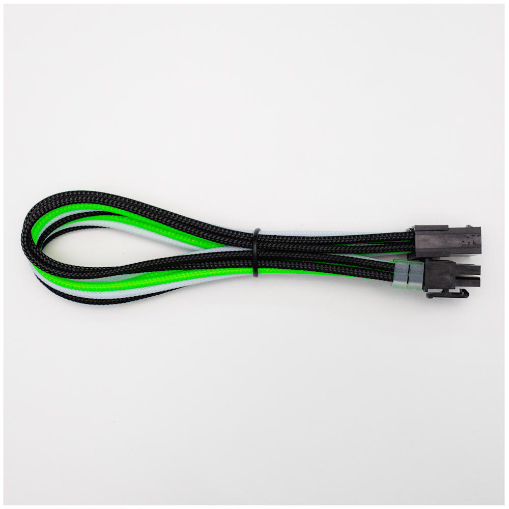 A large main feature product image of GamerChief Elite Series 8-Pin EPS 30cm Sleeved Extension Cable (Green/White/Black)