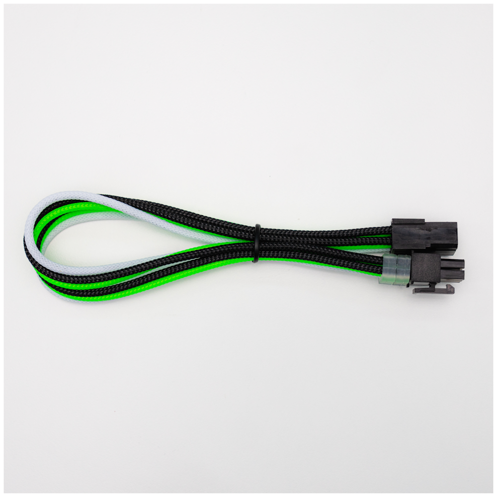 A large main feature product image of GamerChief Elite Series 6-Pin PCIe 30cm Sleeved Extension Cable (Green/White/Black)