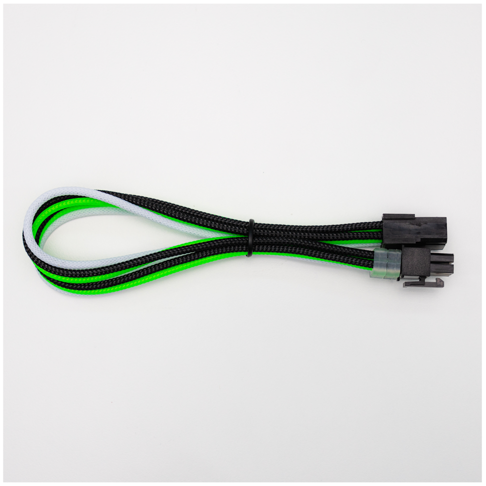 A large main feature product image of GamerChief Elite Series 6-Pin PCIe 30cm Sleeved Extension Cable (Green/White/Black)