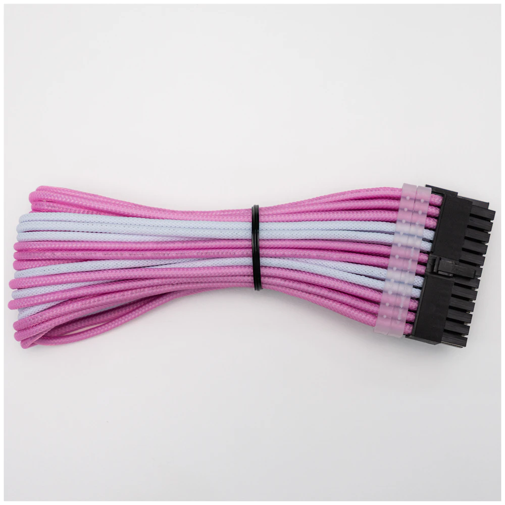GamerChief Elite Series 24-Pin ATX 30cm Sleeved Extension Cable (Pink/White)