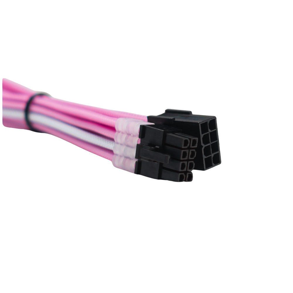 A large main feature product image of GamerChief Elite Series 8-Pin EPS 30cm Sleeved Extension Cable (Pink/White)