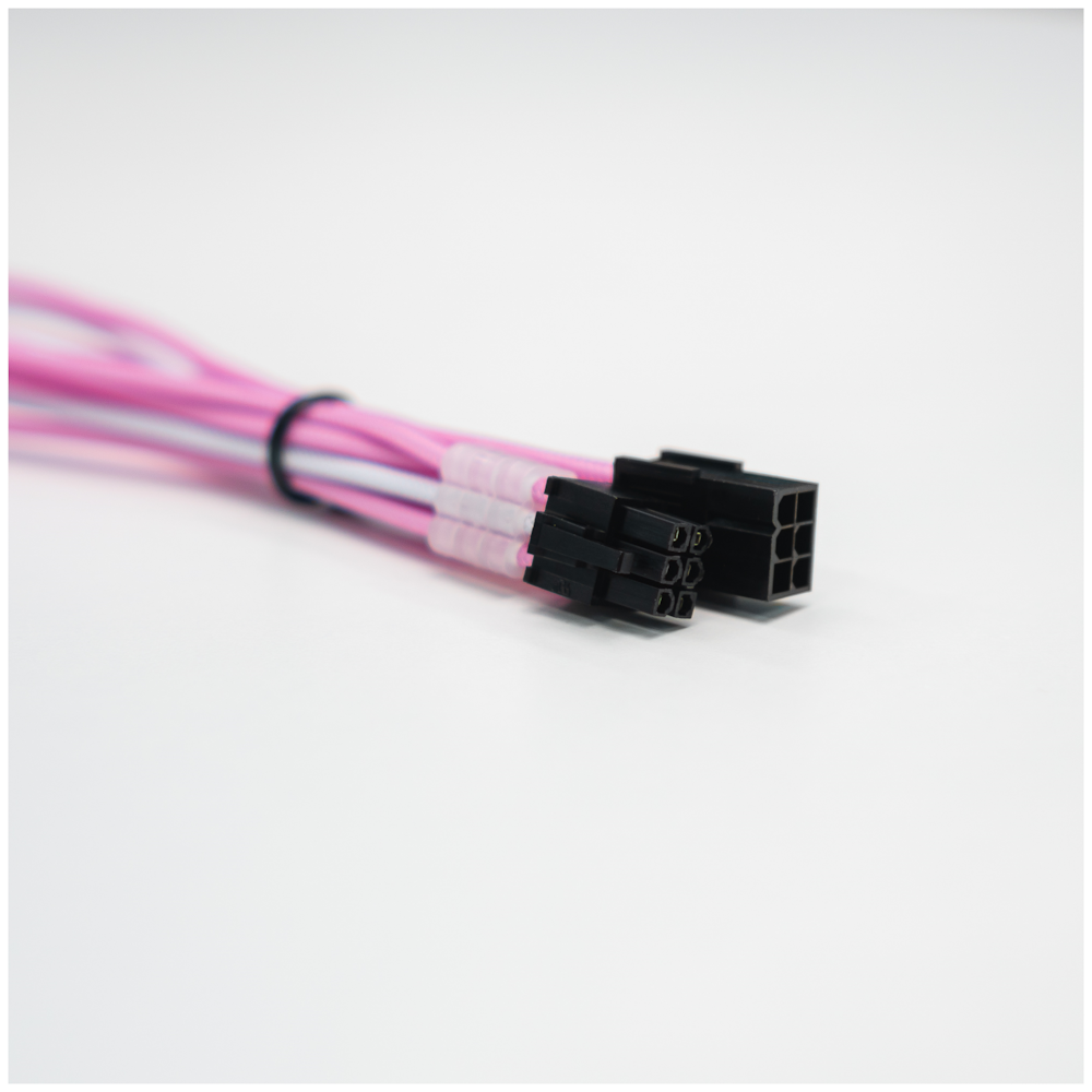 A large main feature product image of GamerChief Elite Series 6-Pin PCIe 30cm Sleeved Extension Cable (Pink/White)