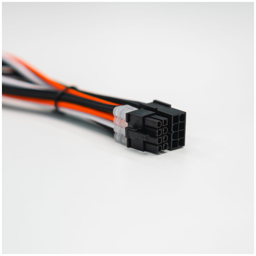 A large main feature product image of GamerChief Elite Series 8-Pin EPS 30cm Sleeved Extension Cable (Orange/White/Black)
